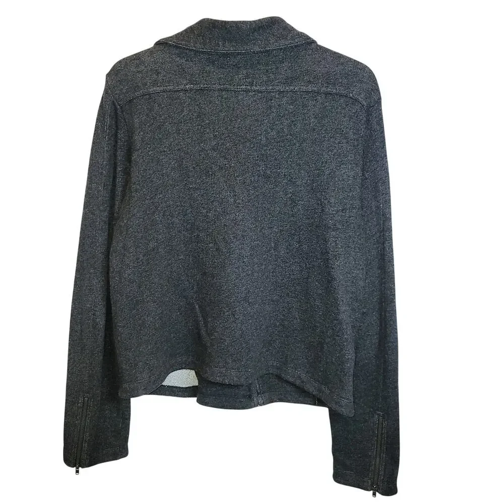Cabi #775 Moto Jacket Asymmetrical Zip French Terry Knit Sz XL Charcoal Gray - Picture 3 of 16